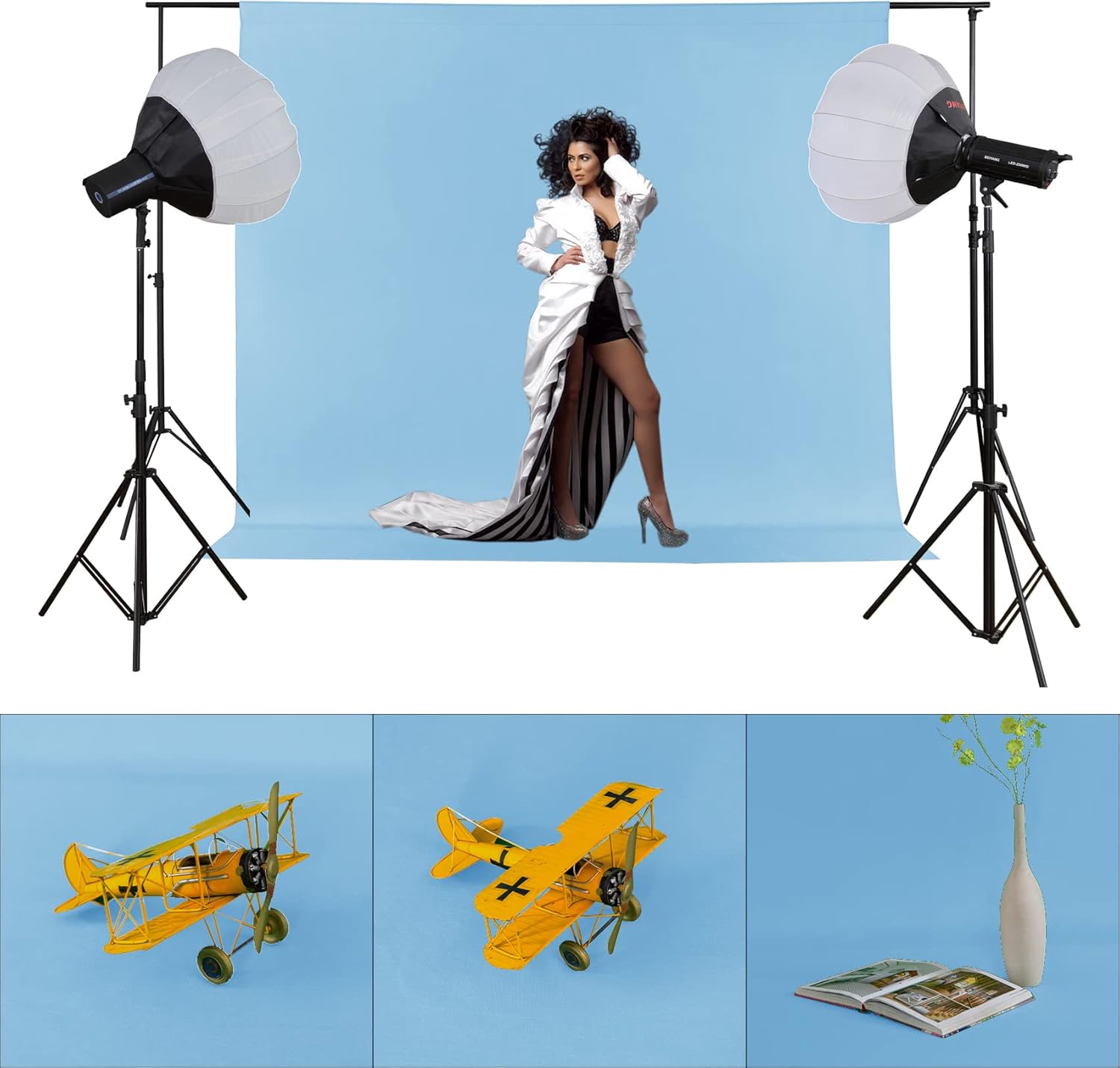Joccun 10X10 FT Light Blue Backdrop Background for Photography,Polyester Backdrop Curtain Background Screen for Photography,Photoshoot,Video Recording,Studio(10X10ft,Light Blue)
