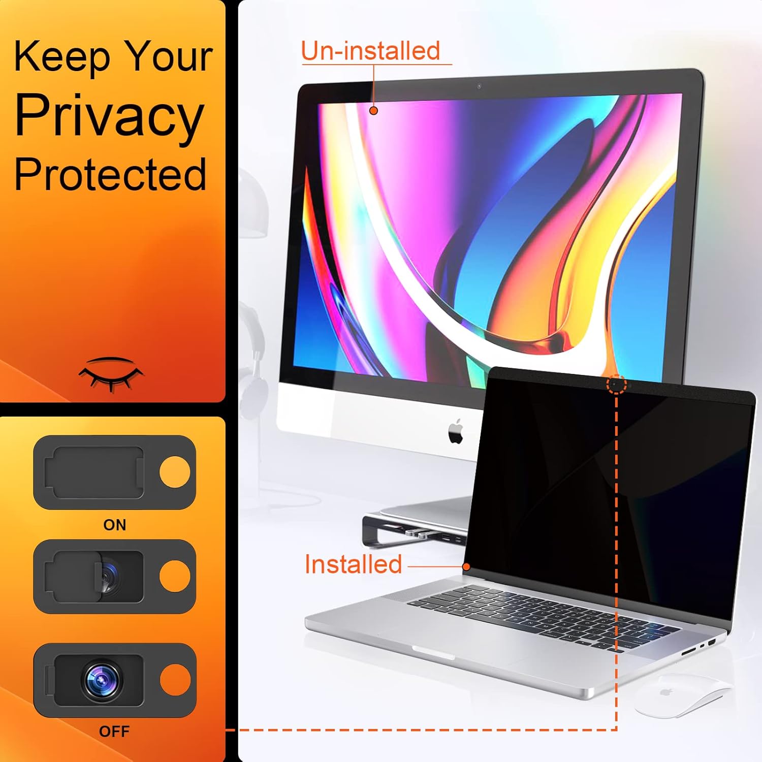 Magnetic Privacy Screen MacBook Pro 13 Inch (2012-2015), Removable Anti Blue Light Glare Filter Laptop Privacy Screen Protector with Camera Cover for Apple Mac 13''