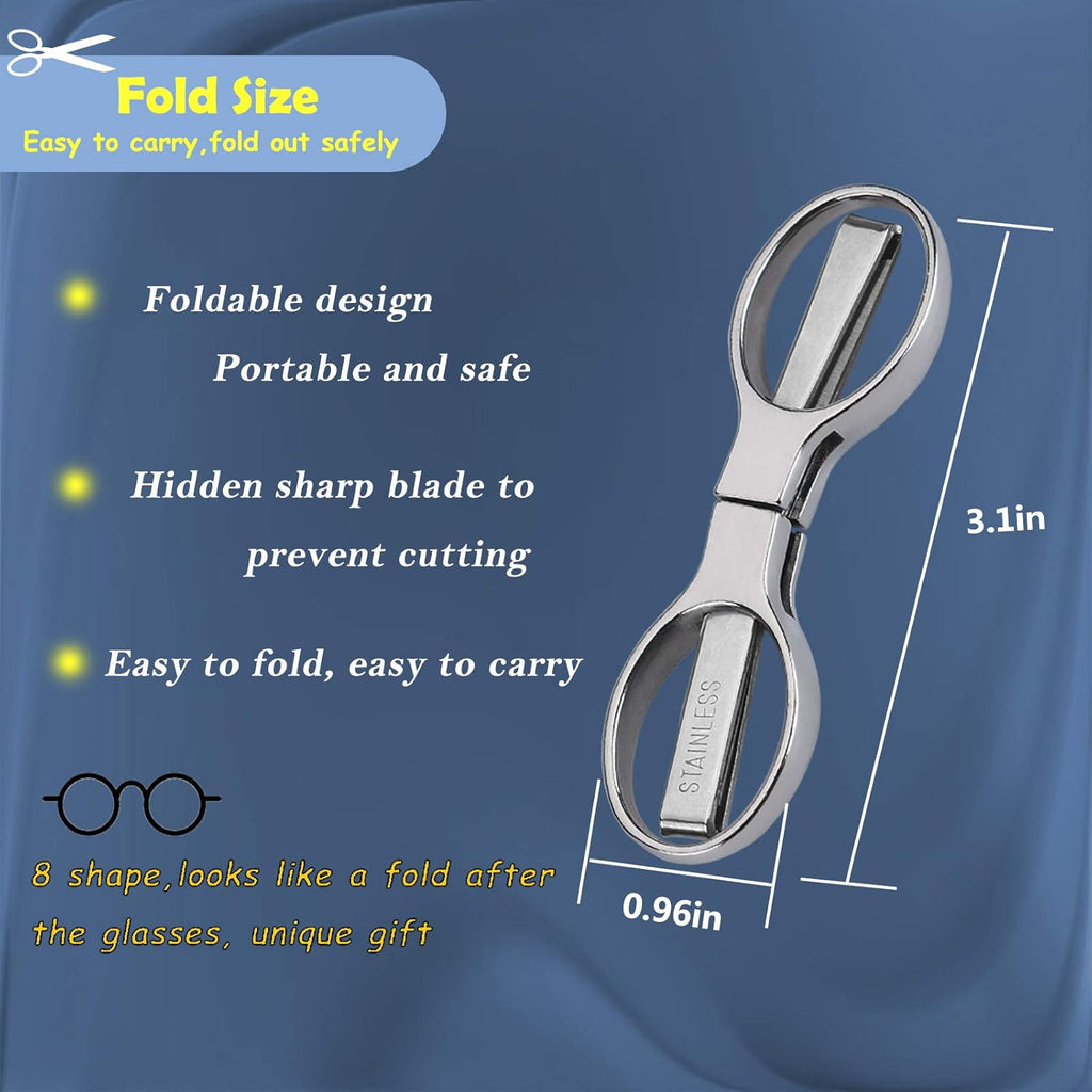 2Pcs Folding Scissors,Portable Stainless Steel Telescopic Cutter, Safety Foldable Pocket Badge Small Scissors for Home, Office, Craft, Sewing, Nurse Accessories, Travel