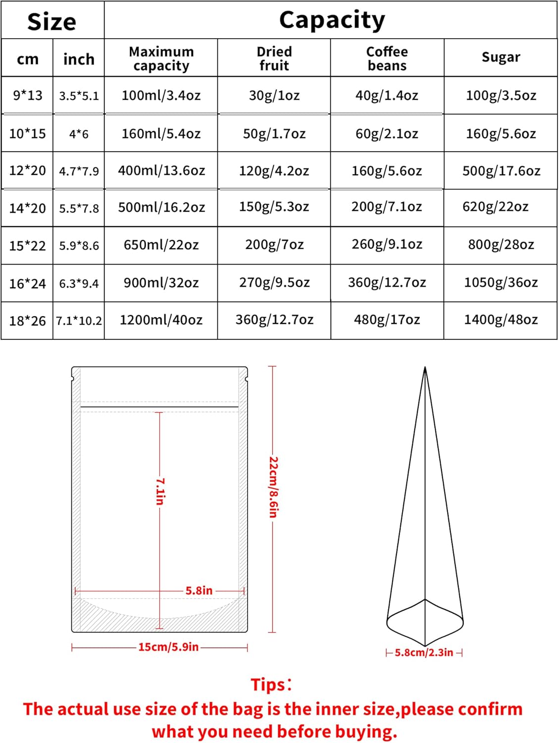 FireKylin 100 Pack Smell Proof Bags 5.9" x 8.6", Resealable Bags with Matte Window, Foil Pouch Stand Up Sealable Bags for Packaging（White）