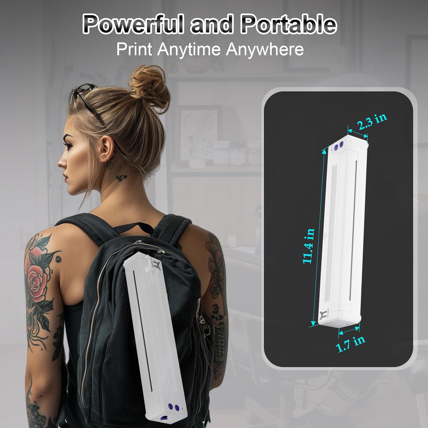 Tattoo Stencil Printer, P19 Wireless Thermal Temporary Tattoo Printer with 10pcs Transfer Paper, 2500mAh Portable Tattoo Machine Kit Compatible with Phone/Tablet/PC, White