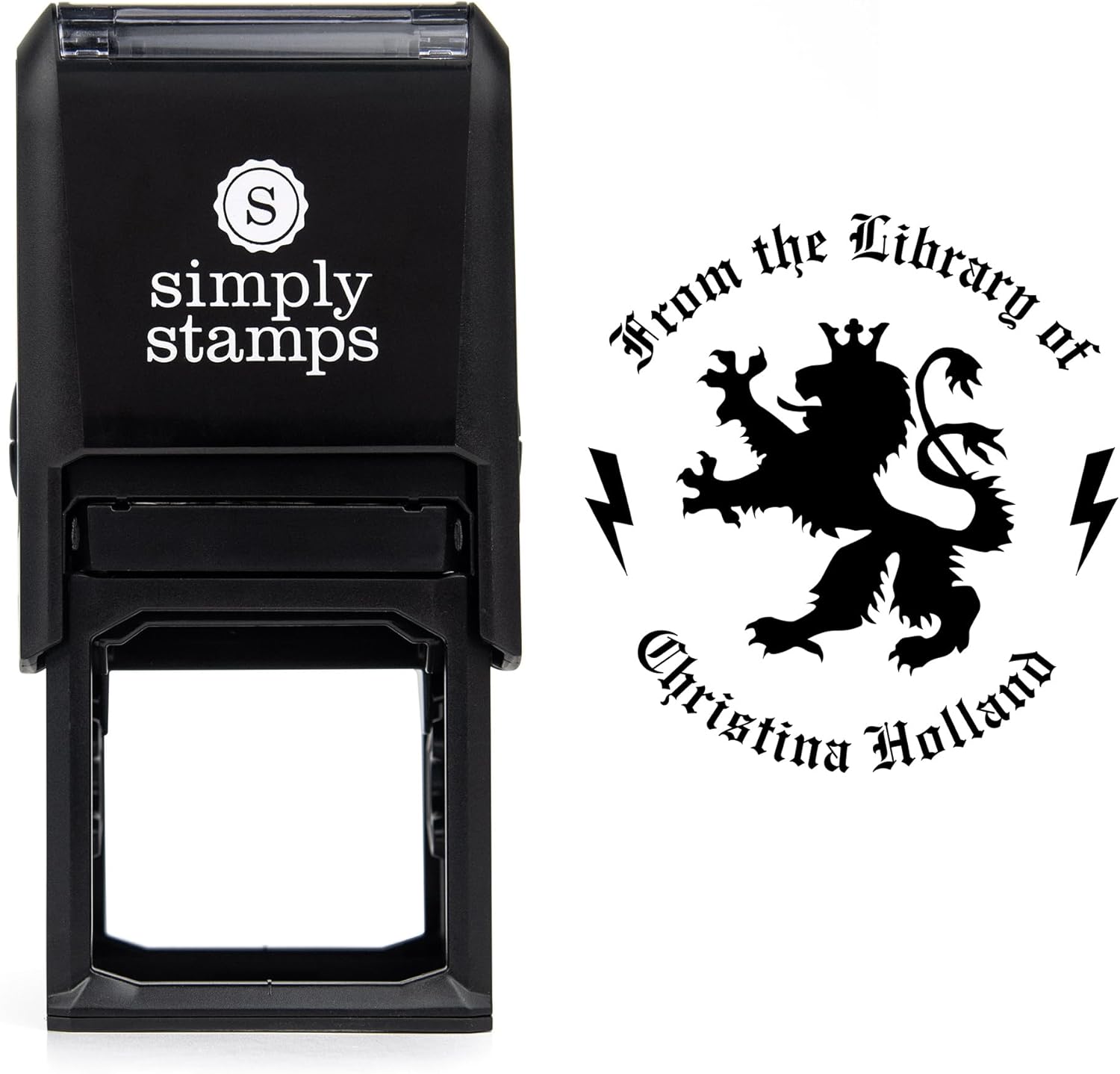 from The Library of Embossers & Stamps for Fantasy Book Readers | Custom Embosser | Custom Stamp | Ex Libris | Elevate Your Fantasy Collection of Stories and Novels (Design 9, Self-Inking Stamp)