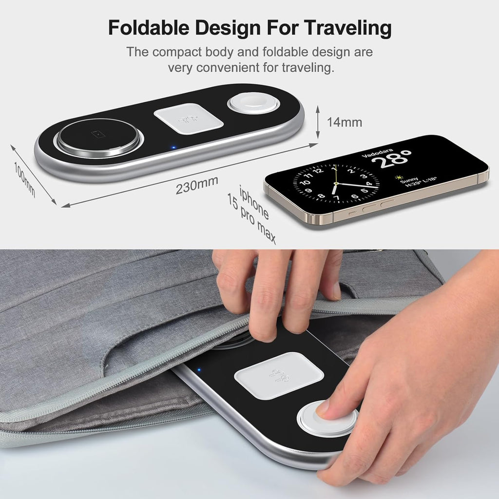 3 in 1 Charging Station for Apple Devices, Faster Mag-Safe Charger Stand, Magnetic Wireless Charger Station for iPhone 16 15 14 13 12 Pro Max Plus, Apple Watch iwacth & AirPods, Adjustable Angle