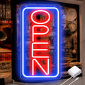 16.5" X 9" Led Neon Open Signs for Business Ultra Bright Plug In Electric Light Up Open Signs with ON/OFF Switch and 12V/2A AC Adapter for Storefront Window Bar Salon Coffee Stores (Vertical)