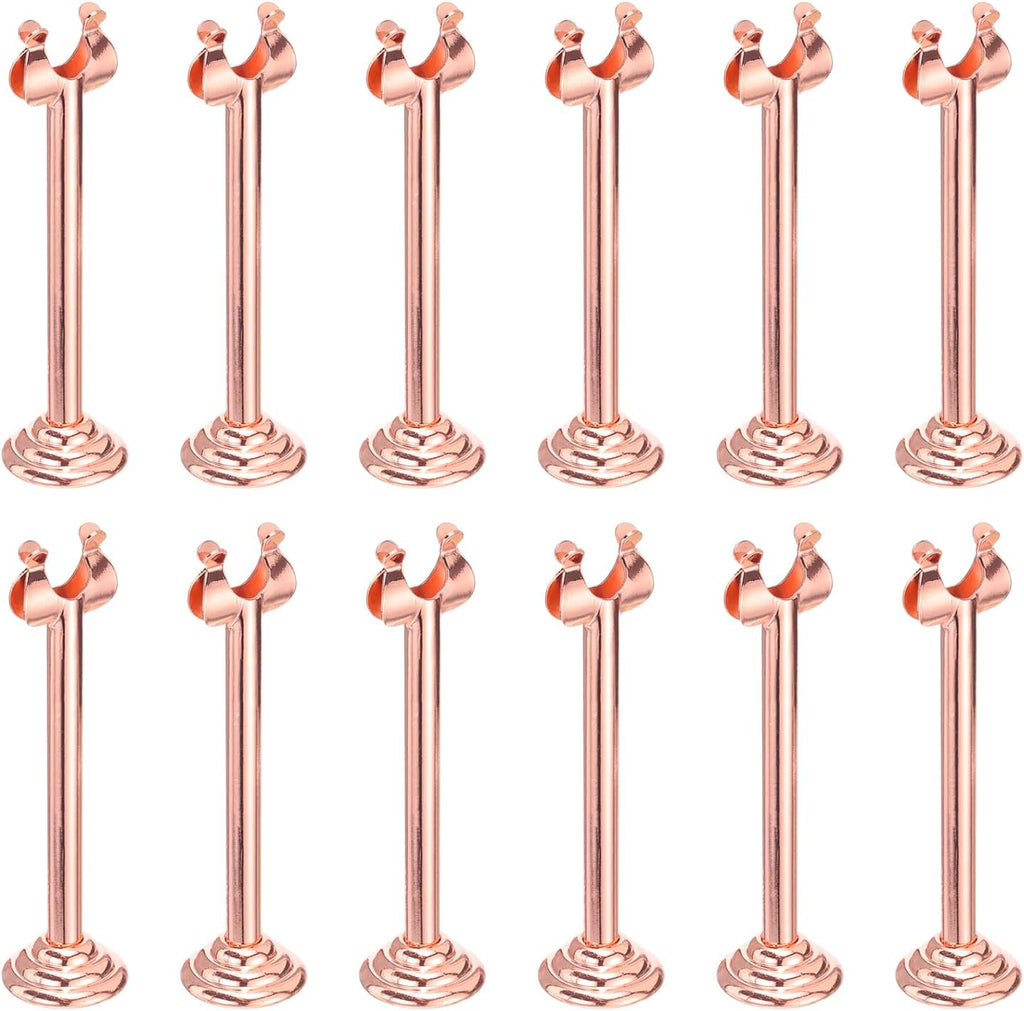 MECCANIXITY 12Pcs Table Number Holder 3.9 Inch Place Card Holder Picture Holders Rose Gold Table Sign Holders for Wedding Anniversary Birthday Party