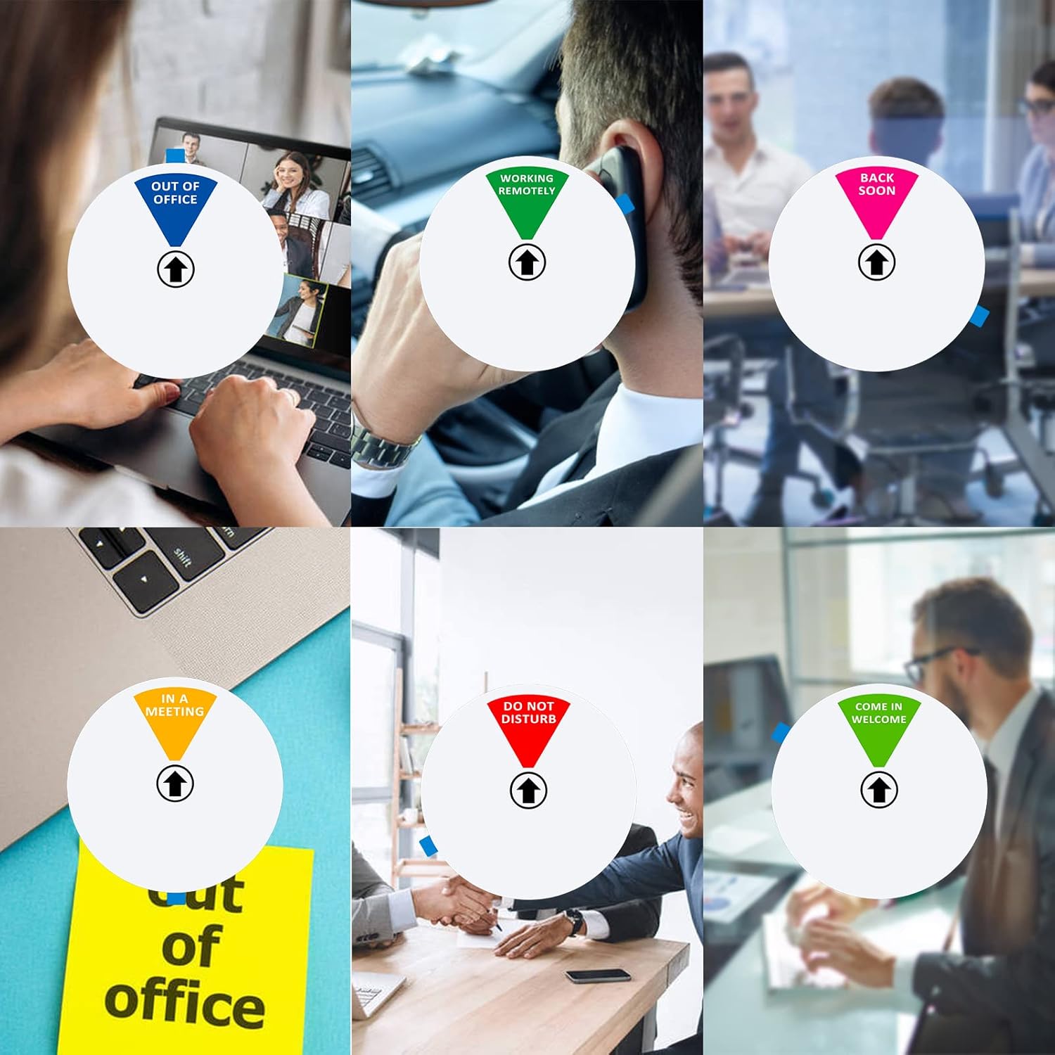 Office Door Sign,Do Not Disturb/Come in Welcome/Out of Office/in a Meeting/Back Soon/Working Remotely Sign, Privacy Door Indicator That Lets Others Know Whether You're Available Or Not (6inch,Silver)