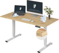 FLEXISPOT E6 Essential Bamboo 3 Stages Dual Motor 60x30 Inch Electric Height Adjustable Standing Whole-Piece Board Desk Sit Stand Up Desk (White Frame + Bamboo Desktop)