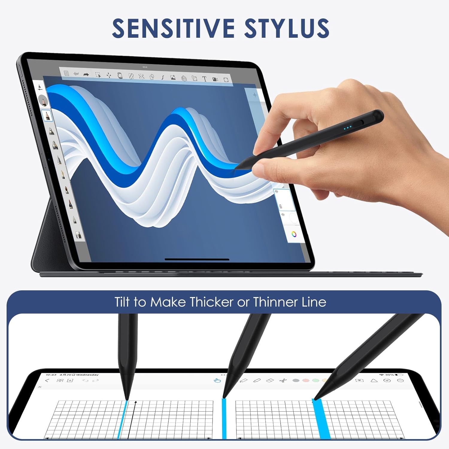 Stylus Pen for iPad 2018-2025, 2X Fast Charge iPad Pencil 2nd Generation Compatible with Apple iPad Pro M4/ 12.9"(6/5/4/3)/ 11"(4/3/2/1), Mini 6/5, Air (M2/5/4/3), (10/9/8/7/6)