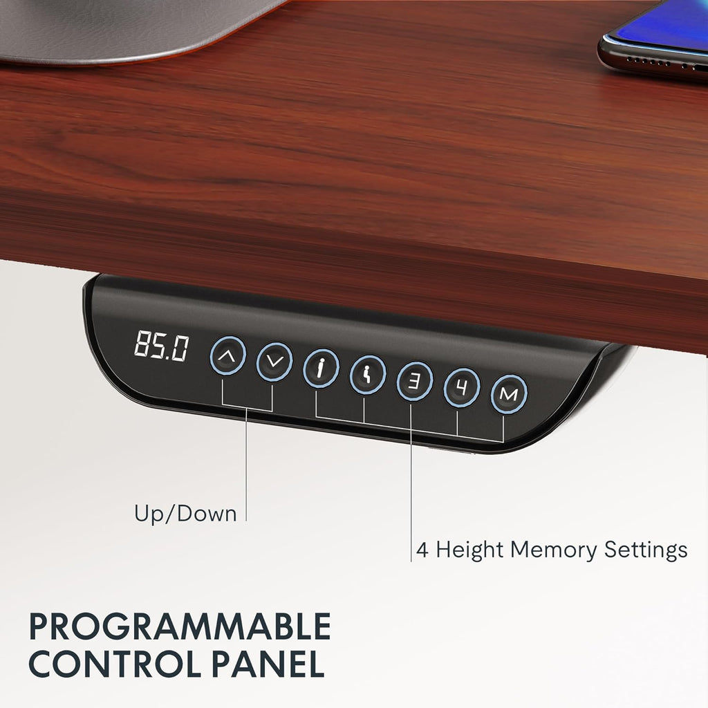 FLEXISPOT E6 MAX Dual Motor 3 Stages Standing Desk 48x30 Inch Whole-Piece Board Electric Height Adjustable Stand Up Desk 150KG Load Capacity(Black Frame + Mahogany Desktop)