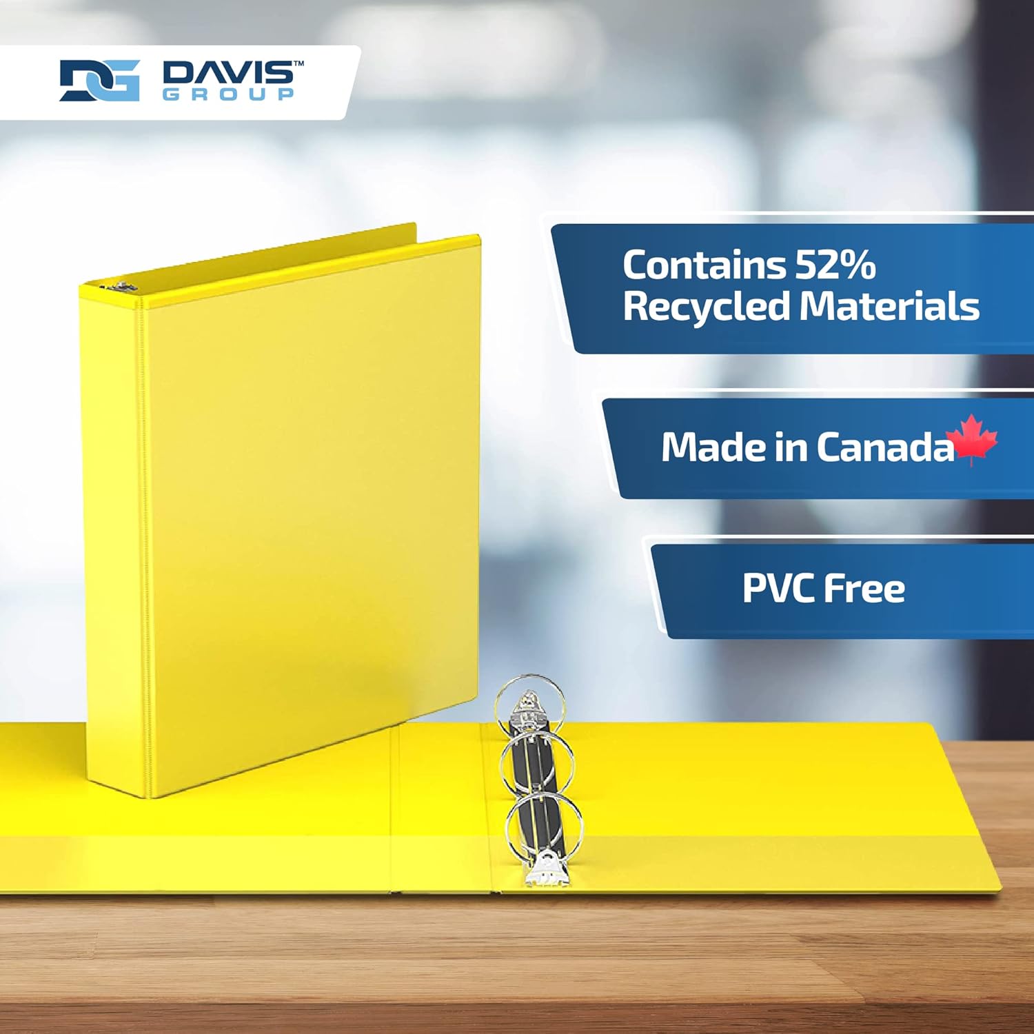 Easyview Premium 3-Ring Binders with Clear-View Covers and Round Rings, Binders for School or Office, 1.5 Inch, Pack of 6, Yellow