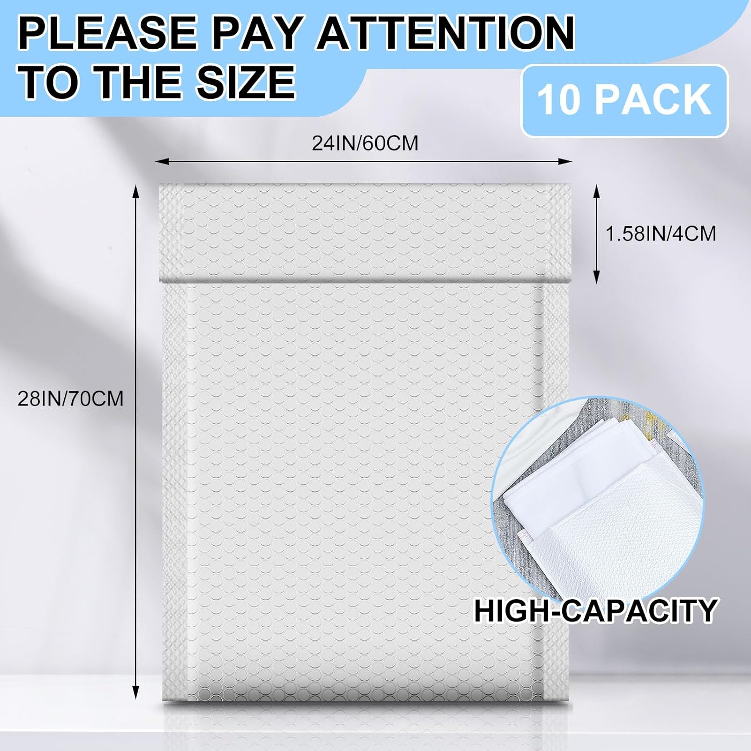 Ireer 10 Pack Extra Large 24 x 28" Bubble Mailers Poly Padded Envelopes Cushioned Mailing Envelopes Bubble Padded Mailers Self Adhesive Waterproof Shipping Bags for Business Christmas Gift Packaging