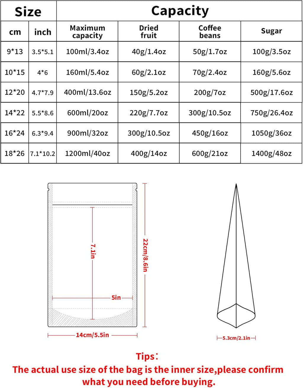 100 Pack Resealable Stand Up Bags,5.5" x 8.6" Smell Proof Pouch Sealable Foil Pouch Bags for Packaging (Red)