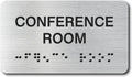 Conference Room Signs with Raised Text & Grade 2 Braille, Brushed Aluminum/Silver Finish Easy Install with Double-Sided Tape, ADA Compliant Conference Room Office Door Sign