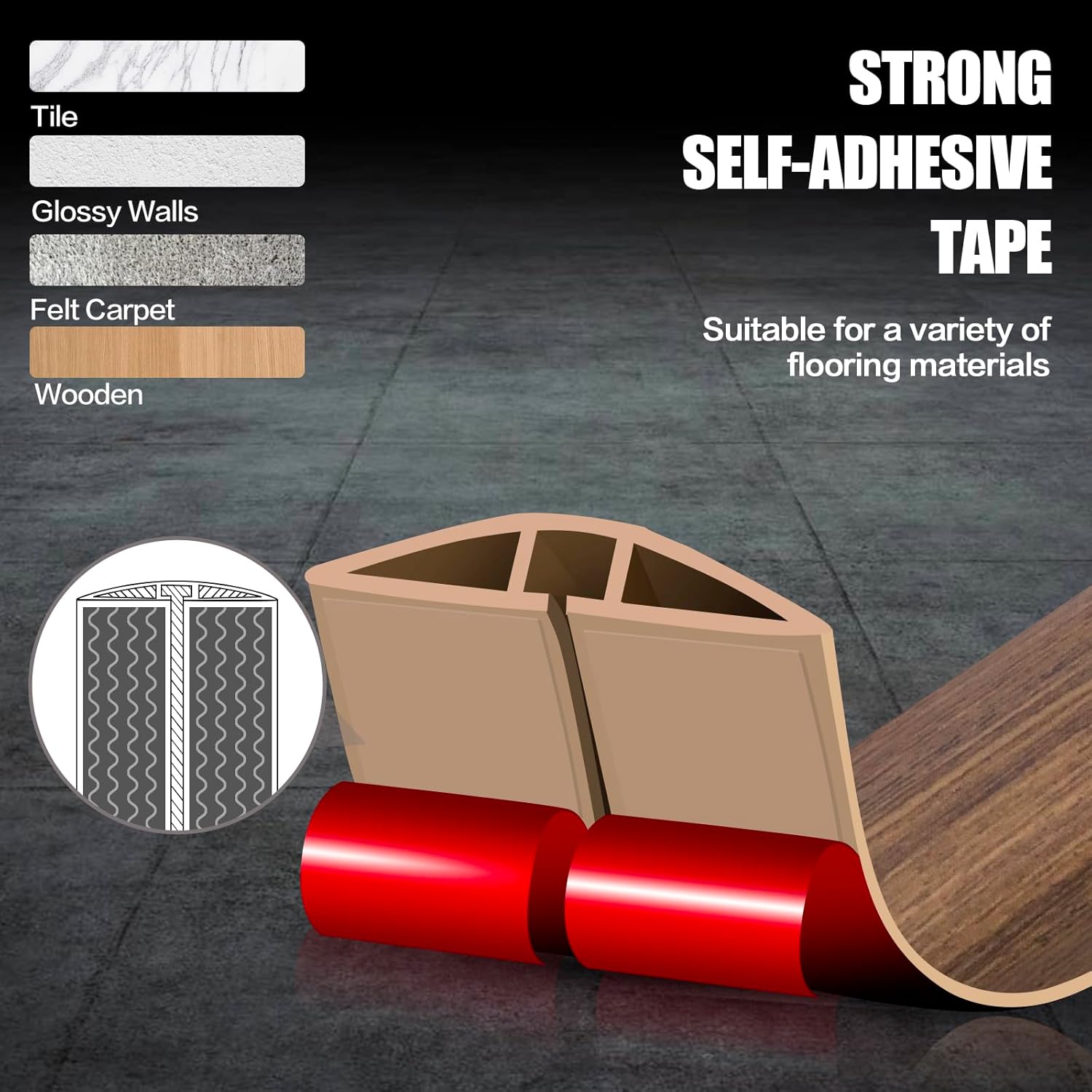 Floor Cord Cover Cable Cavity Self Adhesive Cord Hider Floor 10FT Floor Cable Management Power Cord Protector Floor Electric Cord Covers for Offices, Gym, Exhibitions (Misty Brown Wood, 0.78" x 10')