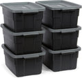 Rubbermaid 3-Pack Garage Storage Bins 18x12 Inch Heavy Duty Storage Bins, Large Capacity - USA Made Stackable Plastic Bins with Lids Black