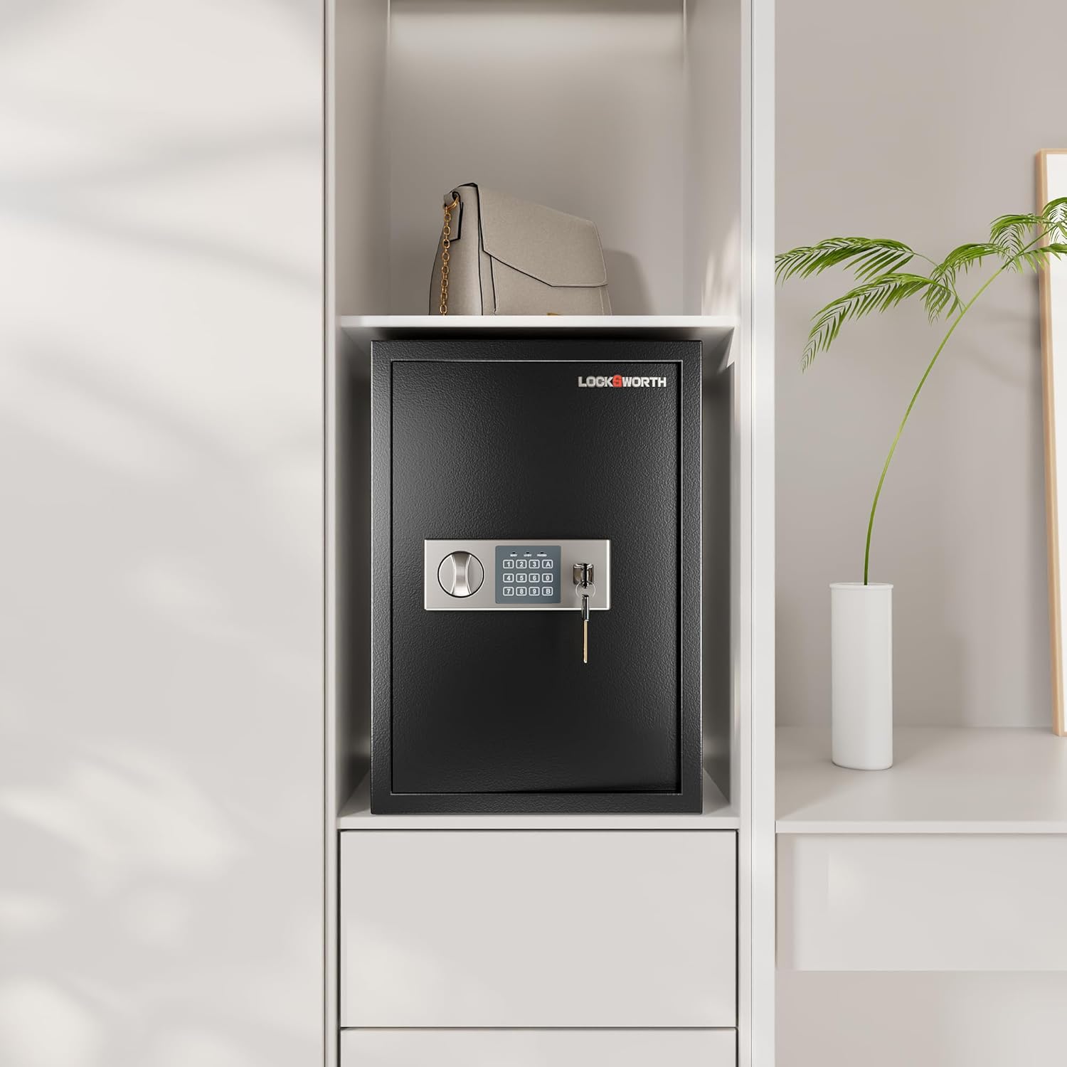Safe for Home, 1.9 Cubic Feet Safety Box for Money, Jewelry, Documents and Guns, Security Safe for Office, Hotel, 13.8"W x 12.2"D x 19.7"H