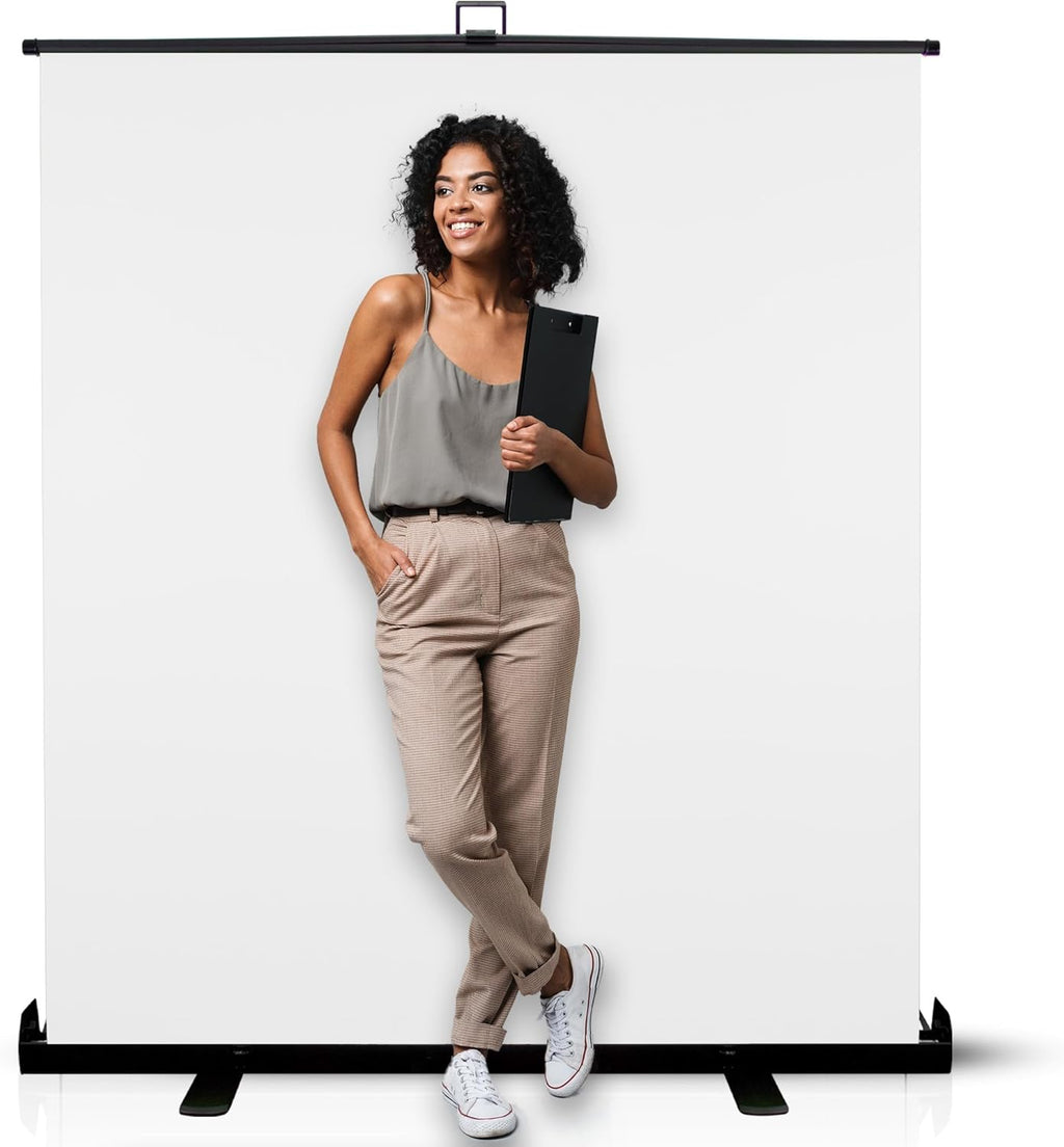 KHOMO GEAR 62-Inch White Screen Backdrop – Collapsible & Portable Photography Background for Streaming, Video Calls, Zoom & Studio – Wrinkle-Resistant, High-Density Fabric, Easy Setup