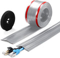 16.4ft Soft PVC Cord Cover, Self-Adhesive Cable Hider for Floor and Wall, Wire Management Protector for Commercial Office Carpet/Floors - Gray