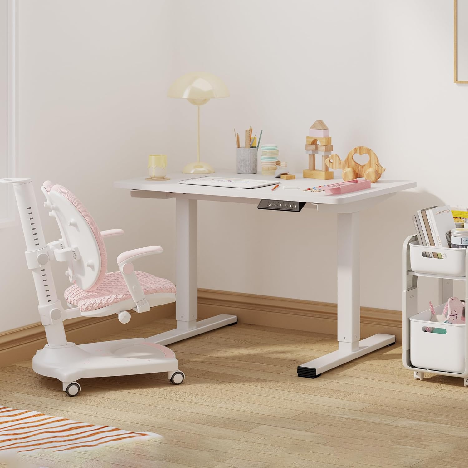 Small Adjustable Stand Up Desk for Children,One-Piece Standing Desk 31.5 x 19.7 Inch, Home Office Desk Computer Workstation, White