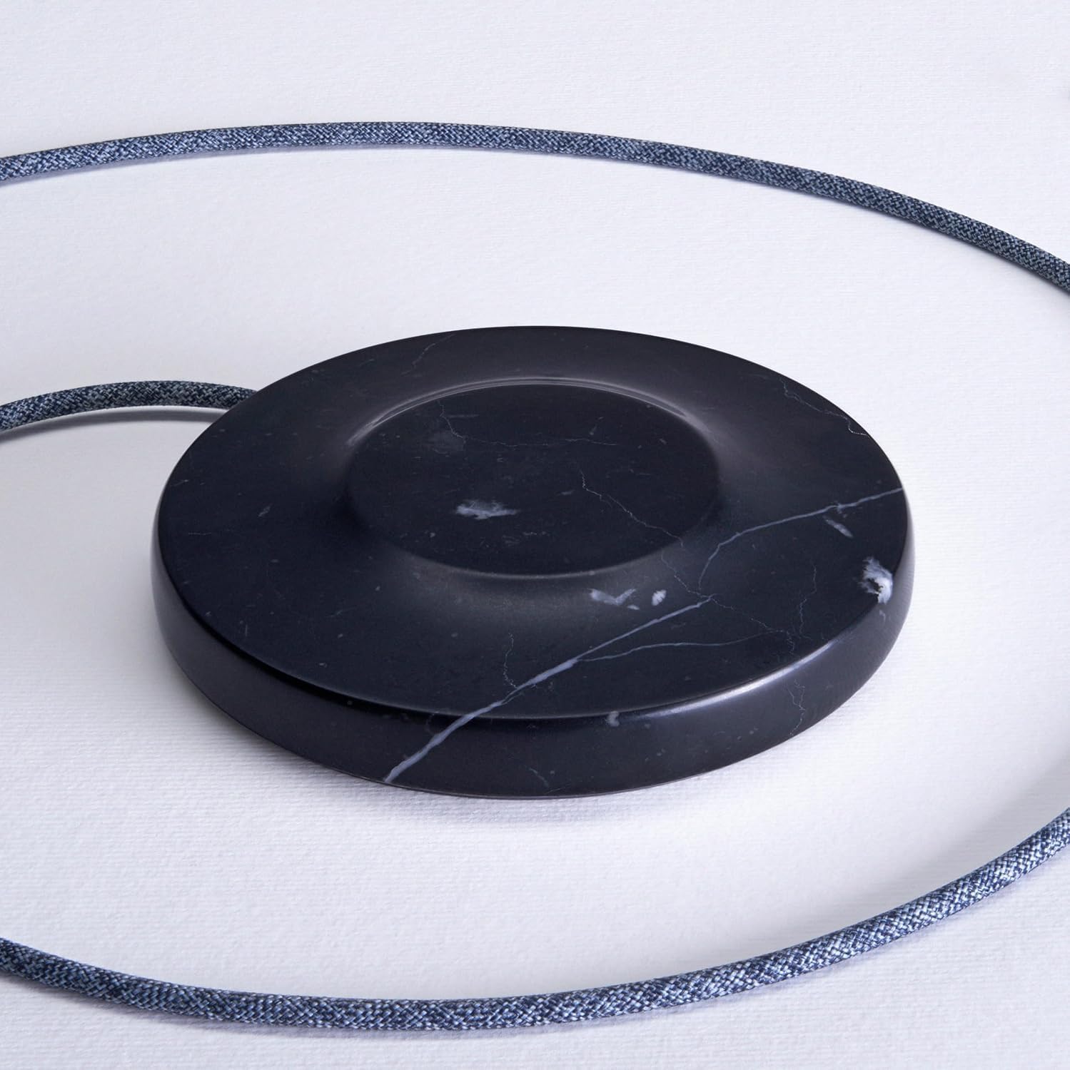 Einova Classic Stone – Marble Wireless Charging Pad Designed in Italy, Integrated 6 ft USB-C Cable, Smartphones, Wireless Earbuds, Smartwatches – Black Marquina Marble