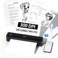 iDPRT Portable-Printer Wireless for Travel, 300DPI Inkless Thermal Small Printers for Home Use, Office, Vehicles, Mobile Bluetooth Printer Supports 8.5" x 11" US Letter, for Smartphone & PC,Dark Black