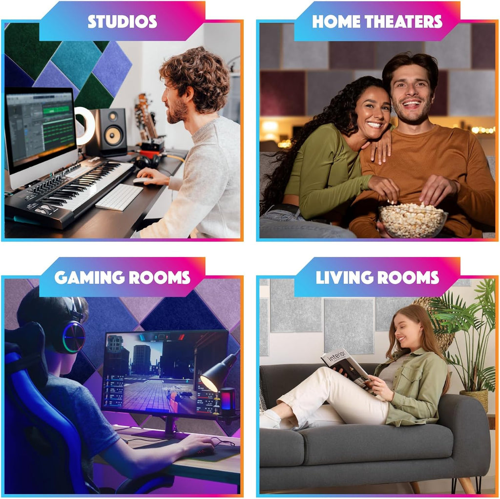 18 Pack Acoustic Panels Self Adhesive Sound absorbing Wall Panels, High Density Dampening Panel, 12X12X0.4 Inch Square Wall Panels in Home,Office,Reccording Room,Studio (Dark Green)