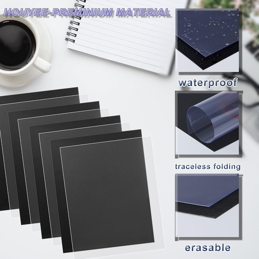 100 Pack Binding Covers Set, 8.5x11 Inches, Including 50 Pcs 12 Mil Ultra Clear PET Binding Covers, 50 Pcs 12 Mil Black Sand Textured
