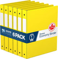 Premium Economy 6-Pack 3-Ring Binders for School or Office, Round-Ring Binders, 1 Inch, Yellow