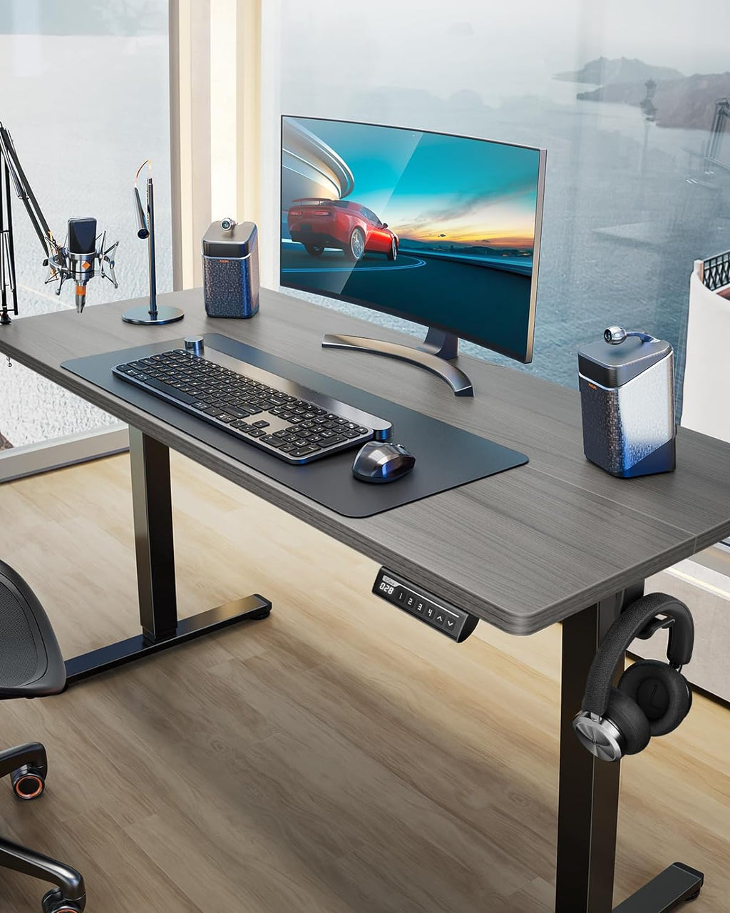 ErGear Electric 71 x 30 inch Standing Desk Workstation, Large Sit Stand up Desk, Memory Computer Home Office Desk, (Grey) Ships in One Box