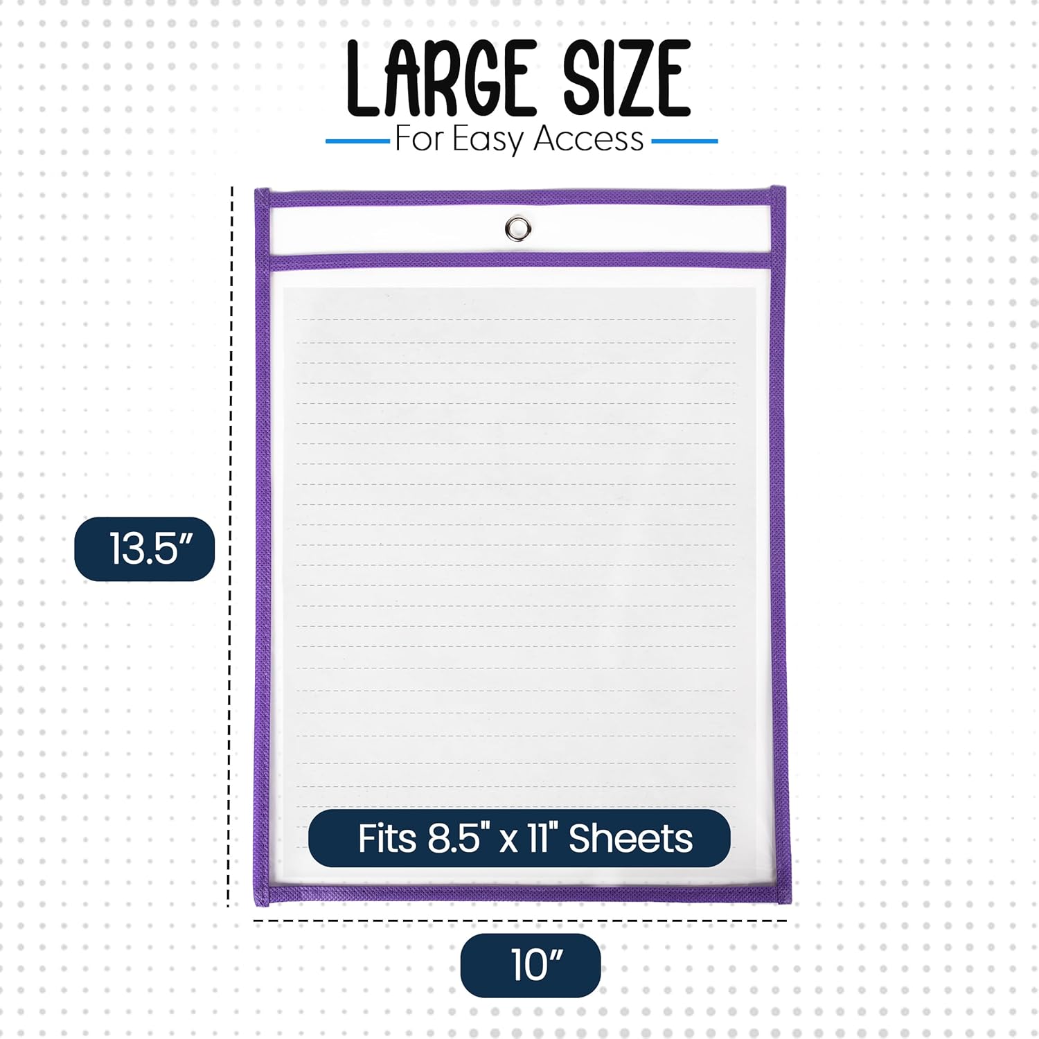 Essex Wares - 6 Pack, Assorted, Dry Erase Pocket Document Protectors, 10" Wide x 13.5" Tall- Dry Erase Clear Plastic Sleeves - Reusable & Easy Erase Plastic Invoice Holders, Water-Resistant & Durable