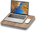 Lap Desk with Pillow Cushion, Portable Laptop Bed Desk, Fits up to 15.6 inch Laptop, Lap Stand for Bed & Couch & Carpet, Book Tablet/Drawing Board - Dark Brown Wood