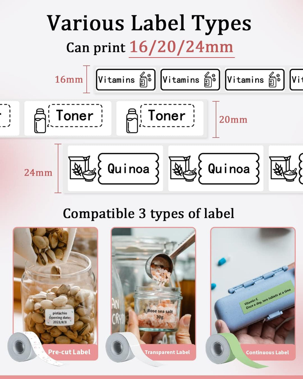 Phomemo Large Label Maker D50 for 3/5" to 9/10" Tape Portable Bluetooth Label Maker Machine, for Address,Organization,Office,Home, USB Rechargeable,Support iOS & Android
