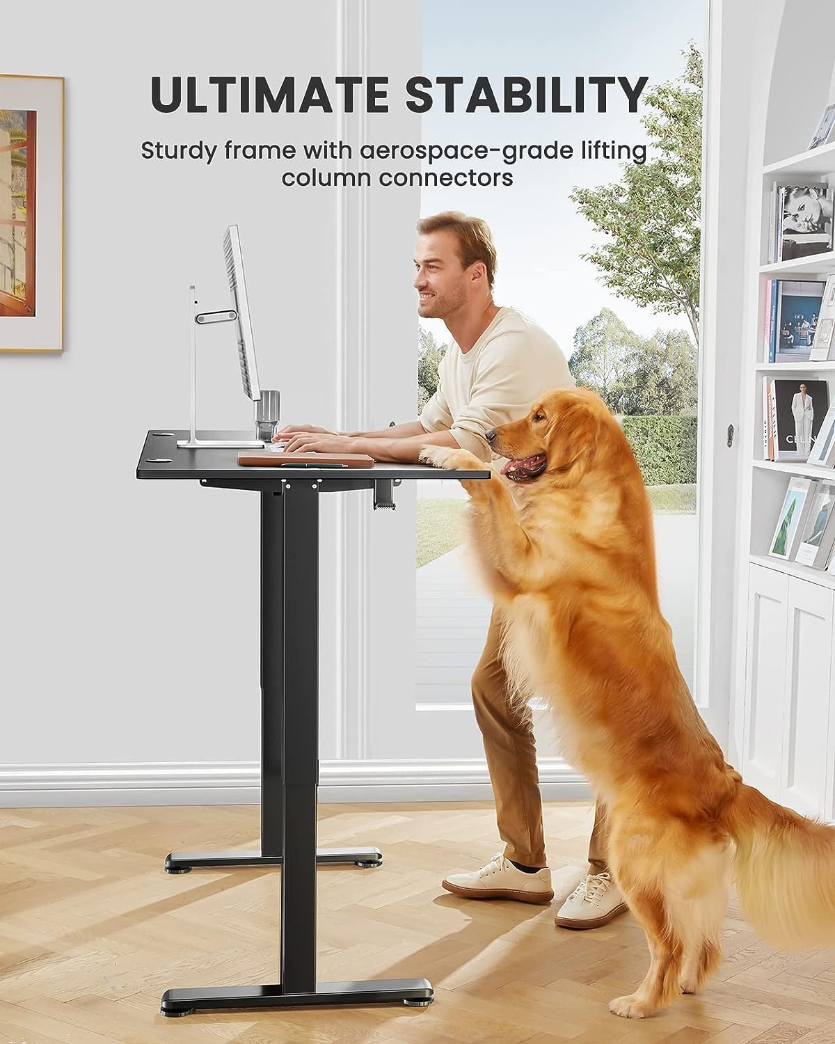 ErGear Height Adjustable Electric Standing Desk, 63 x 27.5 Inches Sit Stand up Desk, Large Memory Computer Home Office Desk with Two-Piece Desktop (Black)