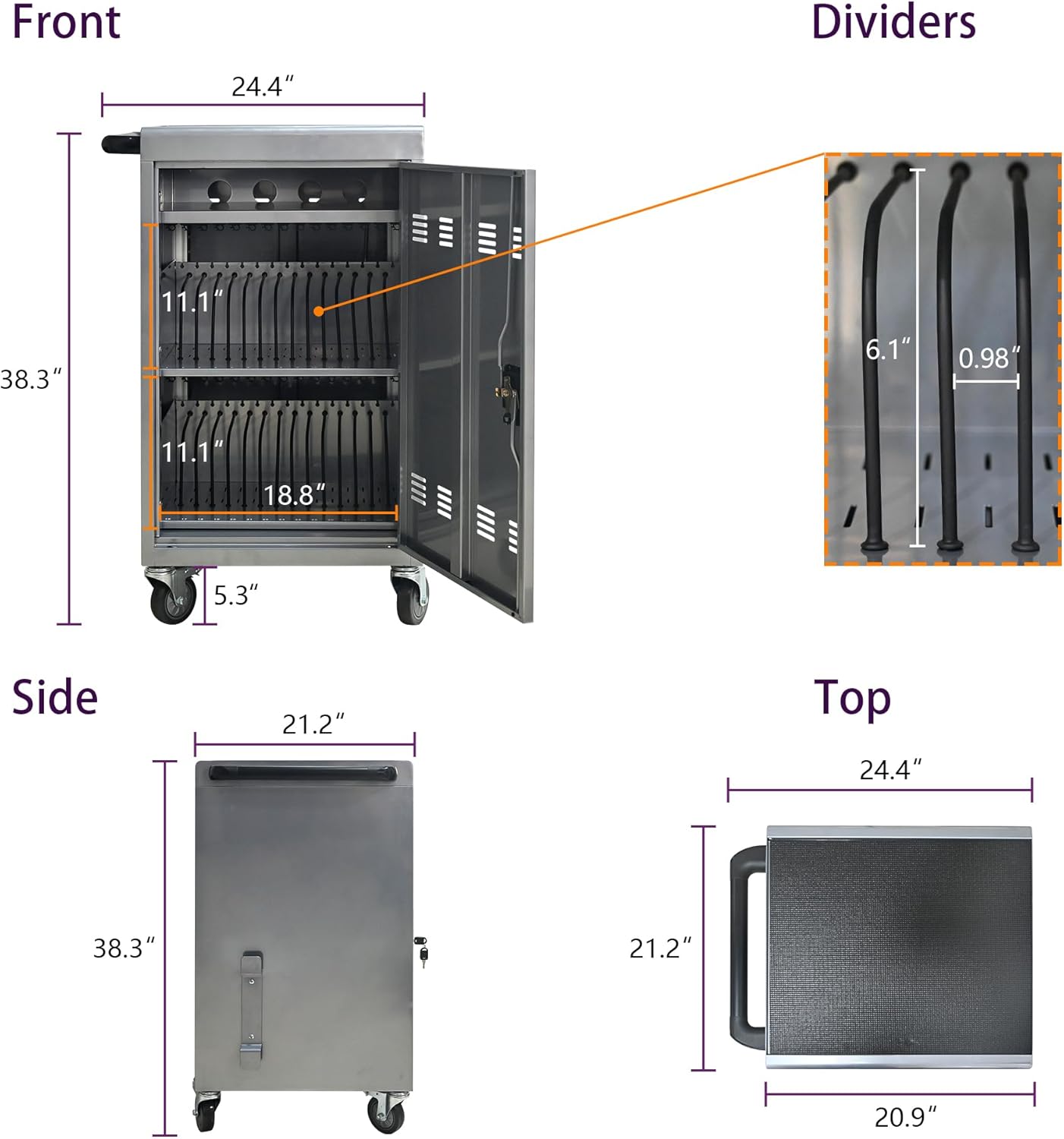 32 Device Mobile Charging Station for Laptops/Tablets/iPads/Chromebooks,32 Bay Lockable Charging Cabinet with Cable Management & Power Strip Included, Laptop & Tablet Storage Carts,Easy Assembly