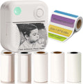 Label Maker Machine with 6 Waterproof Tapes, Thermal Label Maker, Portable Mini Bluetooth Label Printer with Clear Tape for Home, Kitchen, School, Office Organization