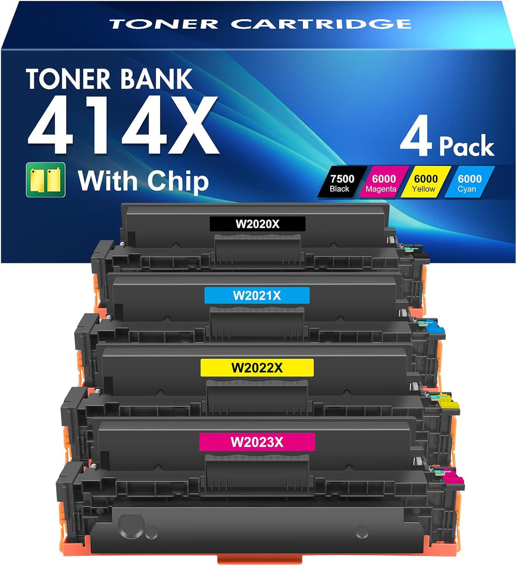 414X Toner Cartridges 4 Pack High Yield MFP M479fdw Compatible Replacment for HP 414X 414A for HP Color Laserjet Pro MFP M479fdw M454dw M479fdn M454dn M479dw Printer Ink (Black Cyan Yellow Magenta)