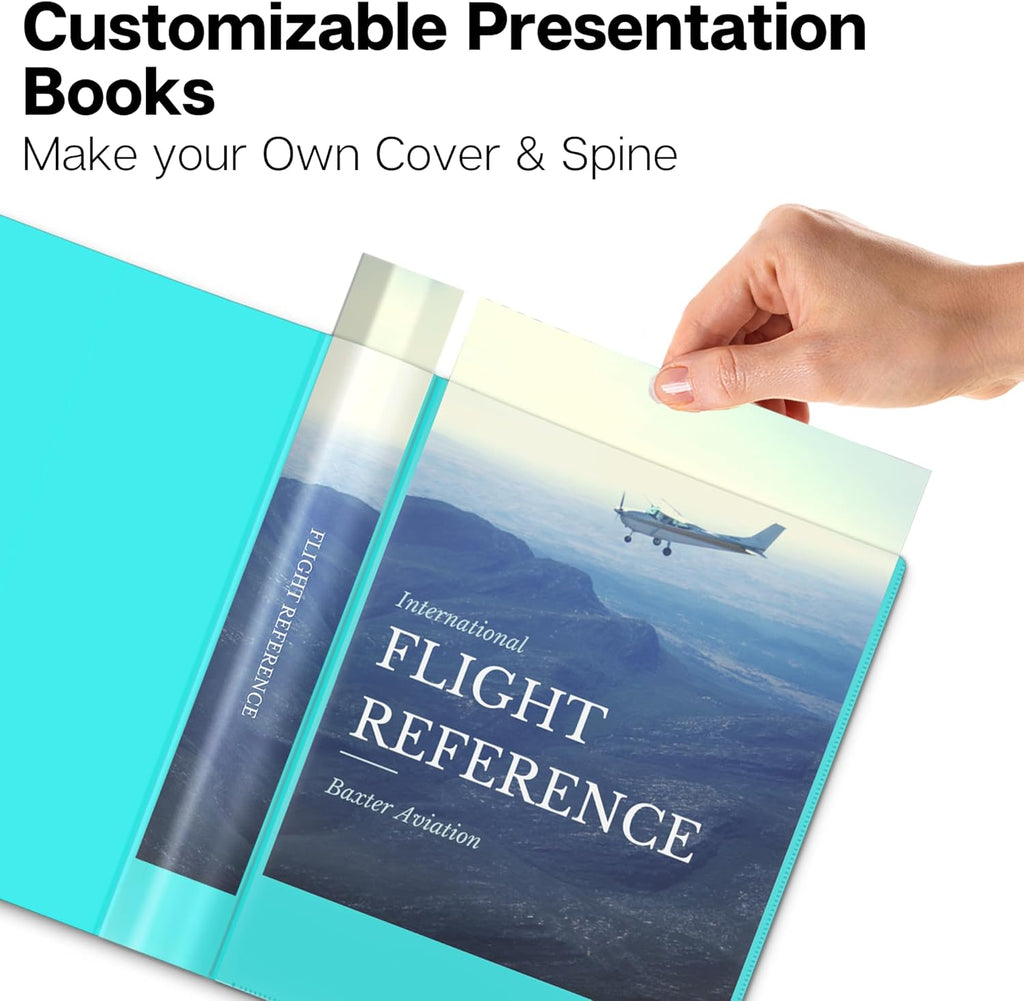Dunwell Small Presentation Book 5.5x8.5 (2-Pack, Aqua), 24 Pockets Display 48 Half Size Pages, Plastic Binders with Sleeves, 5.5 x 8.5 Mini Booklets, Acid-Free Poly