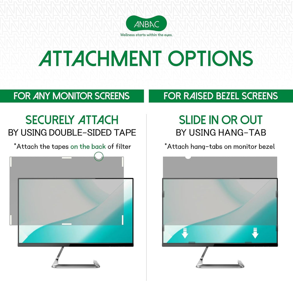 18.5 Inch Laptop Privacy Screen Shield for 16:9 Wide Display - Anti Glare Computer Privacy Screen Cover | Blue Light Blocking Screen Protector | Scratch Resistant UV Filter | Attachment Type