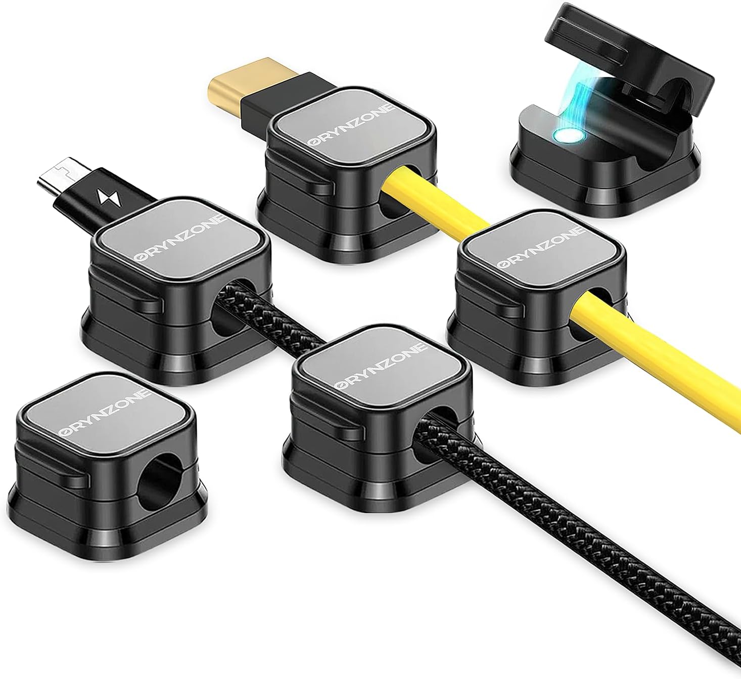 Cord Holder for Nightstand, 6 Pack Cable Organizer Clips for Home, Office, Car, Desk, Phone Charger Cord Holder with Strong Adhesive Pads, Car Charger Holding Clips, USB Cord Organizer to Decor