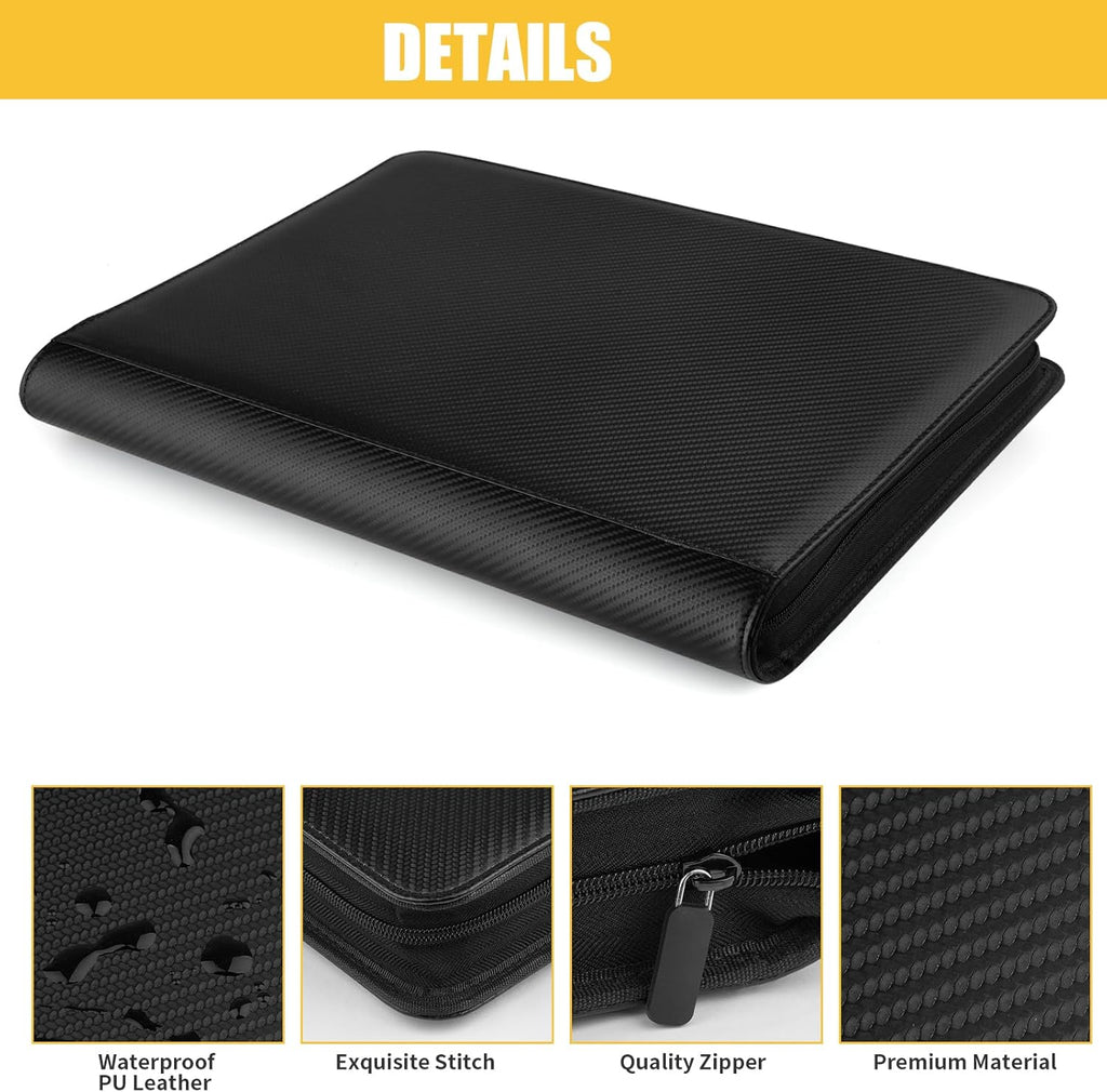 Trading Card Binder 12 Pocket, GERMUN PU Cover Card Binder for 720 Cards, Premium Trading Card Holder Folders, Double Sided Pocket Card Album for MTG, TCG (Carbon Black)