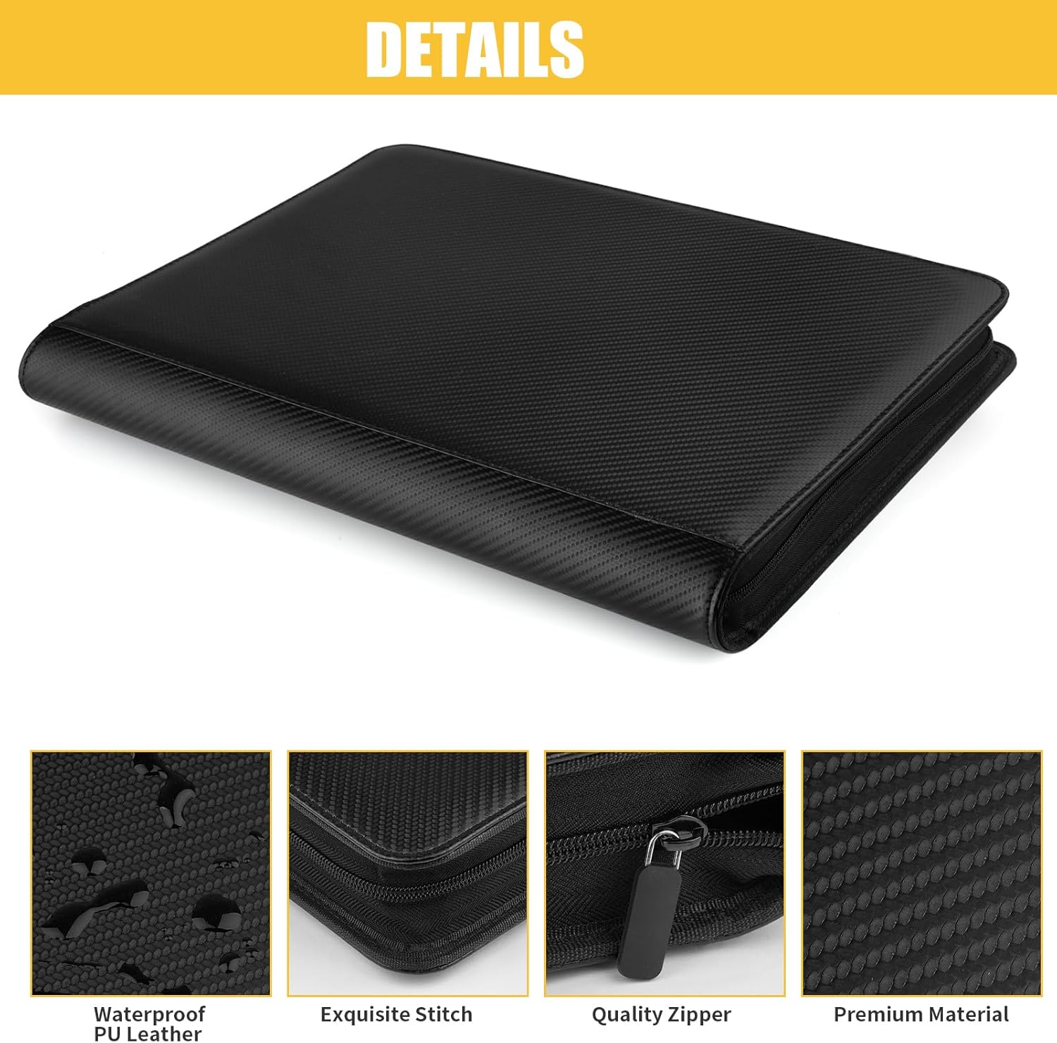 Trading Card Binder 9 Pocket, GERMUN PU Cover Card Binder for 360 Cards, Premium Trading Card Holder Folders, Double Sided Pocket Card Album for MTG, TCG (Carbon Black)