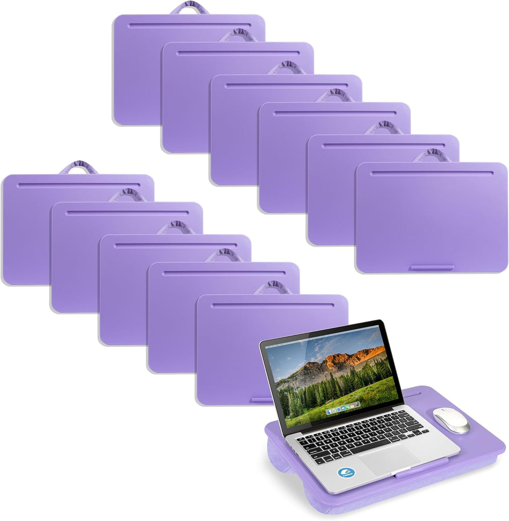 LAPGEAR Original Lap Desk – Large (17.9” x 13”) | Fits Up to 17.3” Laptops | Cushioned with Device Ledge, Pencil Tray & Handle | Portable & Lightweight | 12-Pack | Purple Amethyst – Style No. 45002
