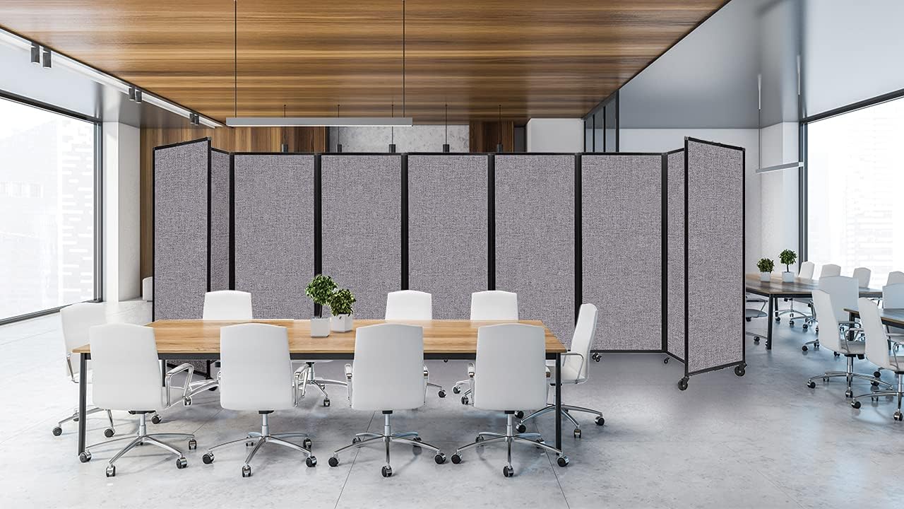 Versare Room Divider 360 Portable Wall Partition | Folding Panels | Large Freestanding Divider | Locking Wheels | Temporary Room Separator