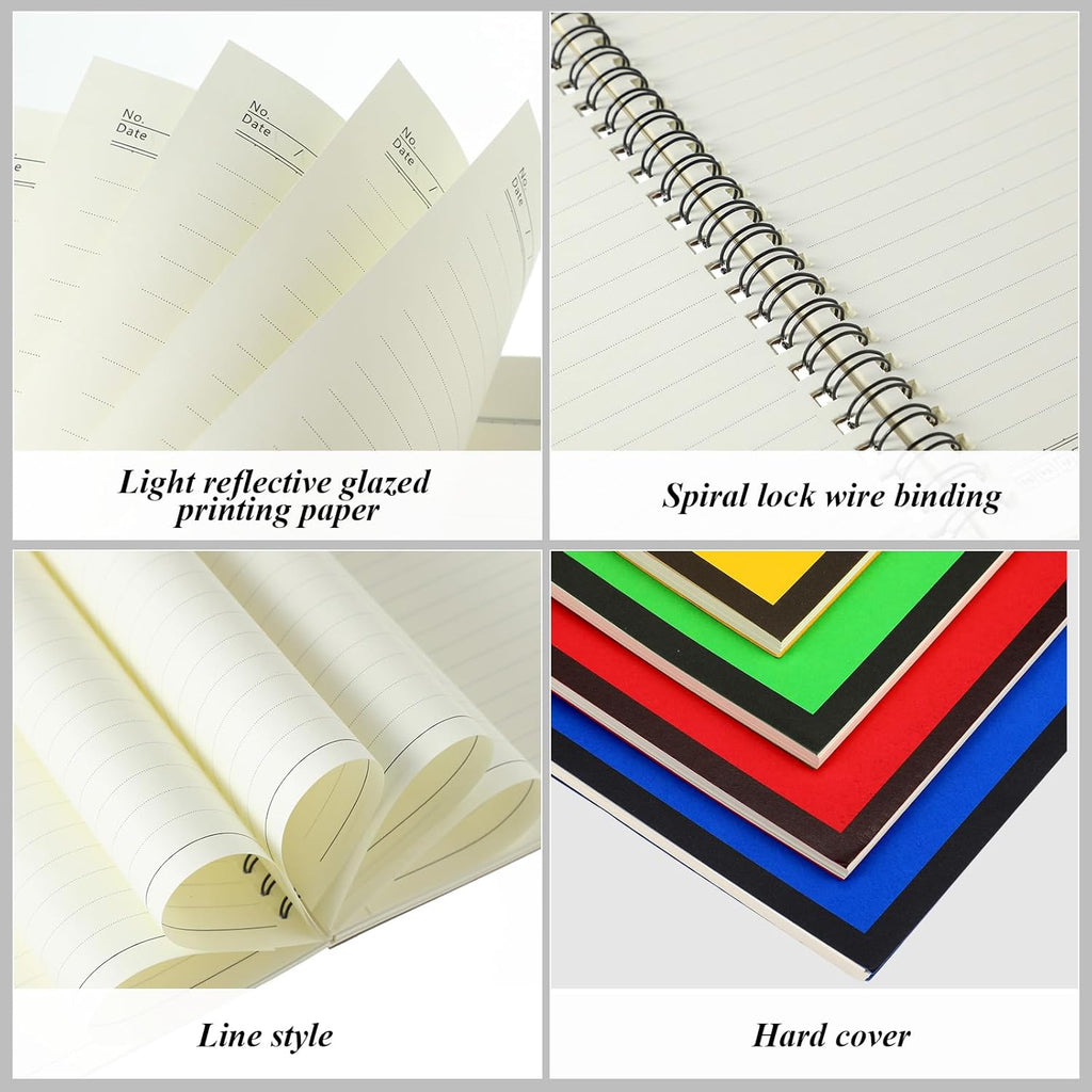 12 Pack Small Spiral Notebook A5 Lined College Ruled Spiral Journal Notebook 5.5 x 8.3 Inch Kraft Cover, 120 Pages for Work Students Office Business(Blue,Green,Yellow,Red)