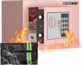 Home Safe, 0.23 Cubic Pink Safety Box, SafeBox for Money, Steel Security Box with Key, Firesafe Waterproof Safe Box, Safes for Money, Jewelry, Hotel or Business, Mini Safes for Personal Items