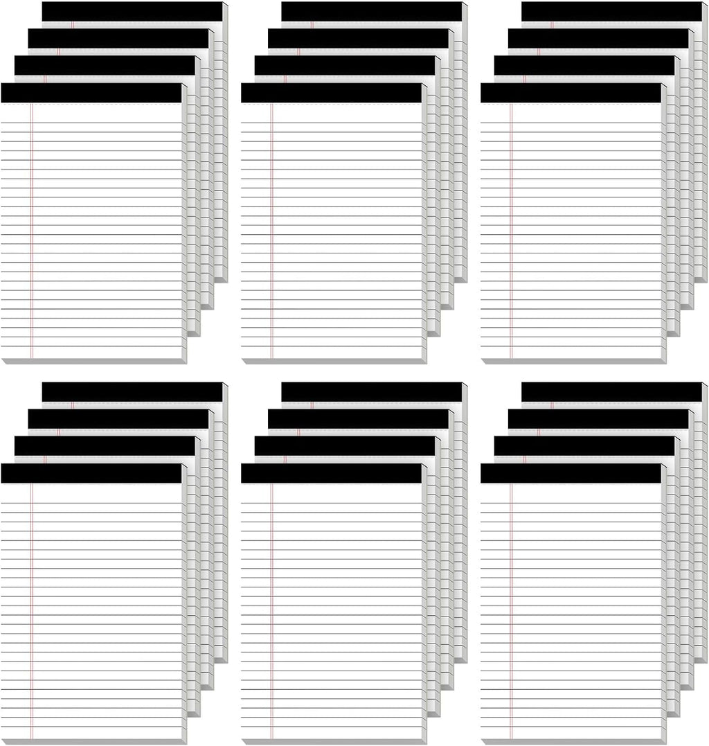 24 Pack of Legal Pad Writing Pads 5" x 8" Notepad 80gsm Recycled Paper Small Legal Pads 25 Lines Note Pads Perforated Legal Pads 720 Sheets Double-Sided Printing Printed Legal Pads for School,