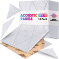 18 Pack Self-Adhesive Acoustic Panels, 12"x 12"x 0.4" Sound Absorbing Panels, High Density Square Sound Proof Noise Dampening Panels for Walls Home Studio Office, Trapezium Cutting Style, Silver Gray