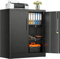SUNCROWN Metal Storage Cabinets, 36”Locking Cabinet with Doors and Adjustable Shelves, Steel Utility Tool Garage Cabinets for Home, Office, Kitchen,Warehouse, Black