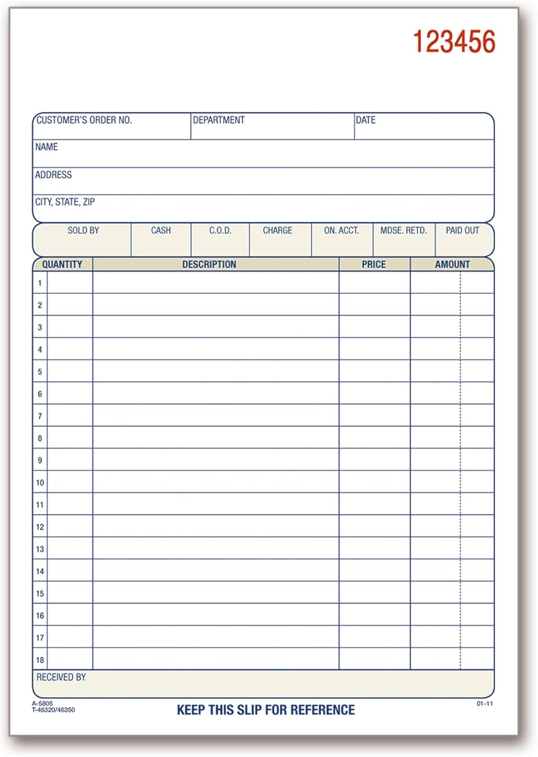 Adams Sales Order Book, 3-Part Carbonless, White/Canary/Pink, 5-9/16" x 8-7/16", 50 Sets (TC5805) (Pack of 2)