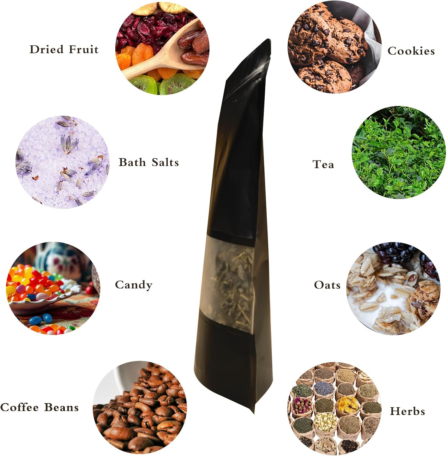100 PCS Resealable Kraft Paper Bags with Matte Window, Zipper Lock Food Storage Bags - 7.08 * 10.23 Inches, Reusable, Black